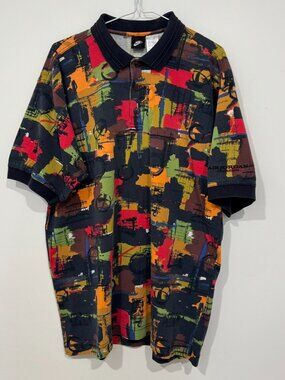 Vintage 1990s Nike Air Jordan Collection Multicolor Golf Polo Shirt Size L Rare